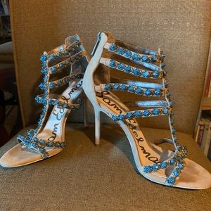 Sam Edelman Alina Suede Heels with blue gems 💎